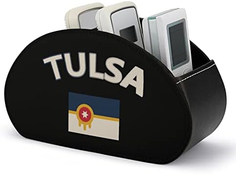 Тулса знаме модерен држач за далечински управувач со 5 оддели PU кожа мути-функционална канцелариска организација на табела за складирање