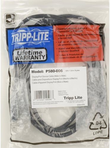 Tripp Lite DisplayPort Кабел Со Брави, DP ДО DP, 4K x 2K, 3-ft. Црн