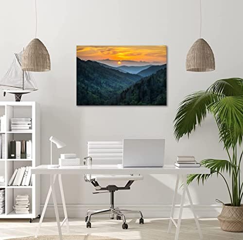 Шумски изгрејсонце Национален парк платно сликарство уметнички дела одлични чадливи планини отпечатоци слика wallидна уметност