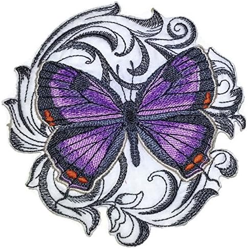 Надвор од обичај и уникатни неверојатни шарени пеперутки [Колорадо коса со барок] Везено железо на/шива лепенка [5 x5] направено во