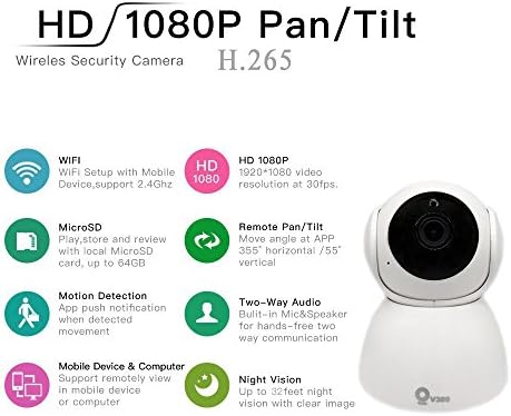 IP камера за безбедносна камера Akaso WiFi, 1080p HD безжичен надзор за дома/миленичиња монитор со двонасочен аудио, далечински