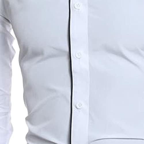 Dgkaxiyahm мажи на отворено цврста едноставна маичка со долги ракави, бизнис тенок фит лапел блуза Основно копче надолу фустан надвор