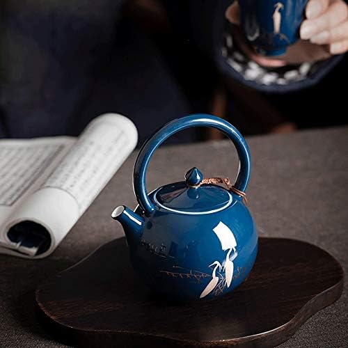 Lkyboa Retro Style Gleazed Blue Porcelain Teapot 200ml керамички чајник Традиционален чај сет, домаќинството кунг фу чај сет