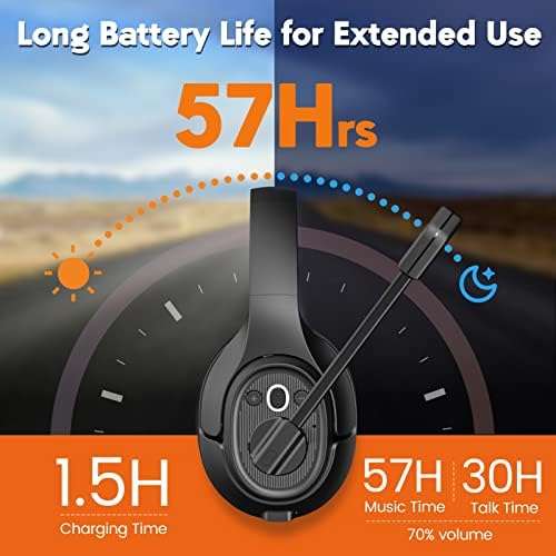 Bluetooth слушалки за возач на камиони Eksa со микрофон, бучава за животна средина кои се откажуваат безжични слушалки, 99ft долг безжичен
