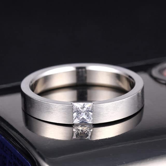 Колезо 4мм цврст циркон прстен за мажи и жени Персонализиран прстен Прилагодете го прстенот врежан прстен-80048
