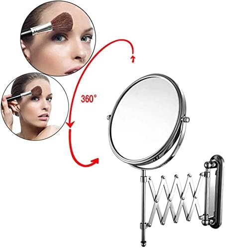 Огледало за шминка за бања Zaahh 3x Зголемување на двострана wallид монтирана суета за зголемување на огледалото за вртење