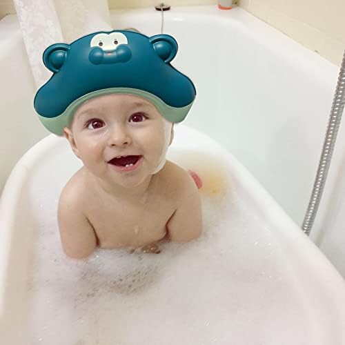 Surakey бебешки коса миење бебе туш капа, прилагодлива тигар круна за стража за бања, визир капа, очите уши за заштита на водоотпорна