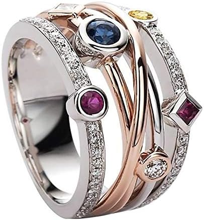 Розово злато цветниот прстен сребрен кубни цирконија прстен за венчавки, накит подарок