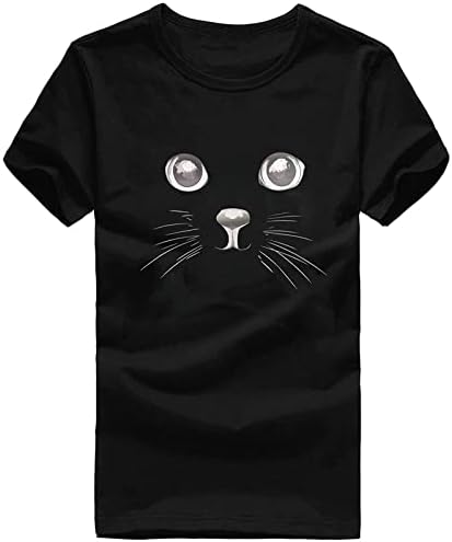 3Д маичка за печатење мачки за жени трендовски графички маички екипаж вратот Симпатични врвови на животински маици маици 2023 летни блузи