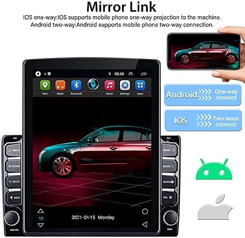 Мантијан Андроид 9.0 Двоен Дин Автомобил Стерео Со Навигација 9.7 Инчен Вертикален Екран На Допир Bluetooth Автомобил Радио Со Резервна