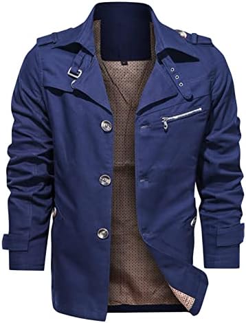 Мажите ровови палто единечна града тенок фит лапел долга јакна лесна лежерна копче надолу со ветерно -палто со палто