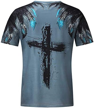 Машки новини маици 3Д печатени Исус крст вера маица за кратки ракави Гроздобер графички маички улични трендовски кошули