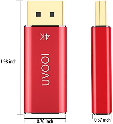 UVOI DisplayPort НА HDMI Адаптер 4K UHD 1-Пакет, DP Да HDMI Конвертор Алуминиум Школка Дисплеј Порта Машки НА HDMI Женски Конектор-Црвено