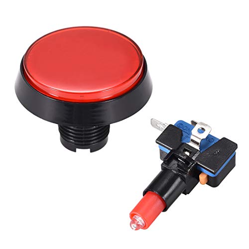 копче за притискање на играта Uxcell 60 mm Round 12V LED осветлен прекинувач за копче за притискање со микро прекинувач за аркадни