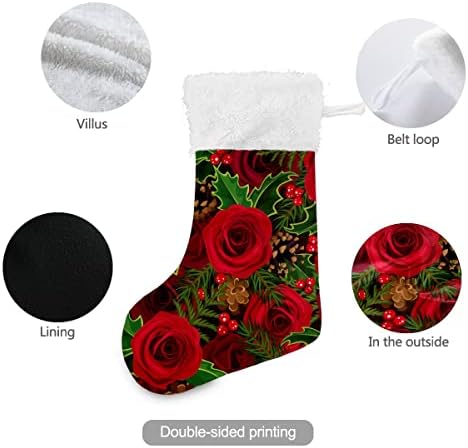 Божиќни чорапи Loveубов роза цветна џунгла црвена бела плишана манжетна Мерцеризирана кадифена семејна празник персонализиран голем декорација