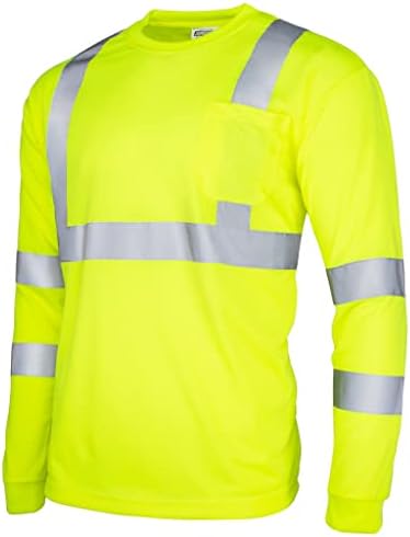 Безбедносна кошула JORESTECH Висока видливост Рефлективни жолти долги ракави со предниот џеб ANSI класа 3 тип Р.