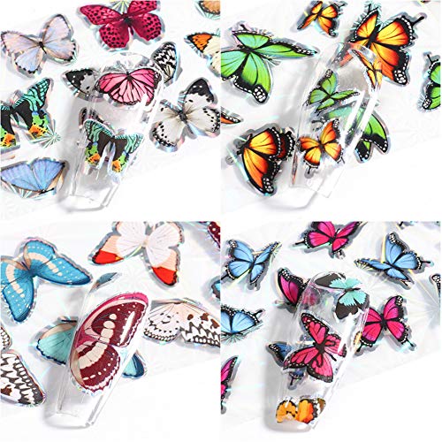 Пеперутка нокти налепници на налепници за нокти налепници за нокти за нокти, во боја ласерска пеперутка дизајн нокти фолии декорации акрилни нокти