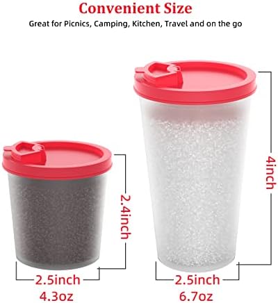 Сол и бибер Шајкери сет од 2 докази за влага 4.3oz Пластичен шејкер со сол со капак за кампување пикник на отворено кујна чиста херметичка зачинска