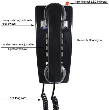 KLHHG CORMED Wallиден телефон Аналогно стар училишен телефон со кабел Гроздобер ротационен wallид монтиран телефон со дополнителен