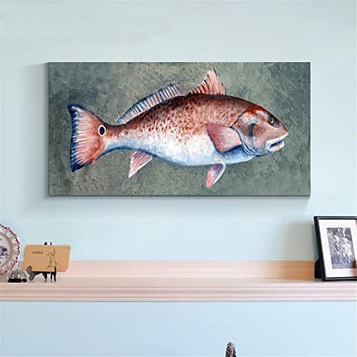 Hdydjs вкусна црвена риба сликарство постер платно постери и отпечатоци wallидни уметности слики за дневна соба декор за спална соба 20x40inch