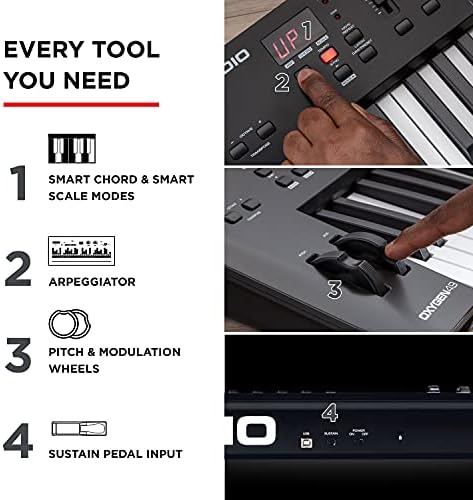 М-Аудио кислород 49-49 Клучен USB MIDI контролер на тастатура со тастатури со Beat, вклучени режими на паметни акорд и скала,