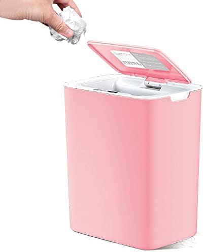 Aiomest розово отпадоци конзерва со автоматски сензор, индуктивна корпа за отпадоци без допир за бања, кујна и кревет, мал 3,7 галон