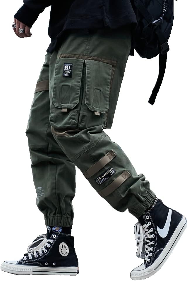 Машки џогери панк карго -баги техничар хип хом харем улична облека тактички панталони панталони