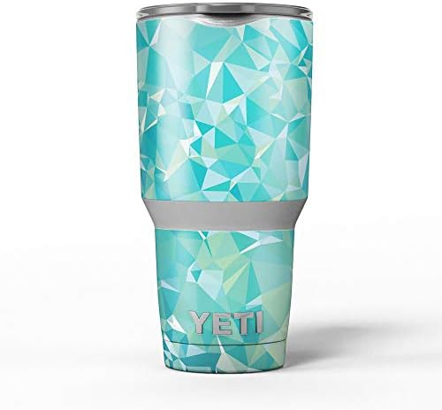 Дизајн Геометриски v13 на Skinz Teal - Комплет за винил за винил, компатибилен со чашите за ладење на ладилникот на Јети Рамблер