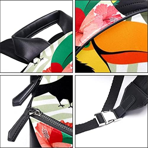 TBOUOBT кожен ранец за патување со лесен лаптоп лесен ранец за жени мажи, тропски животински папагал Хавајски цвет