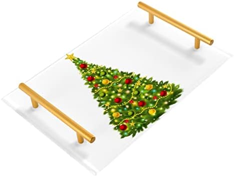 Акрилна табела за бања Далонан, правоаголна зелена дрво Божиќ Божиќни starsвезди Декоративни фиоки со златни рачки за кујна храна дневна соба