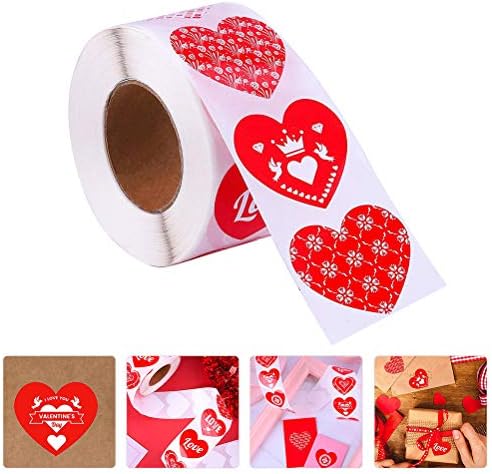 Абоофан 1 ролна Ден на в Valentубените loveубовно срце, запечатување на налепници за запечатување на налепници за лепило за лепење на лепенки