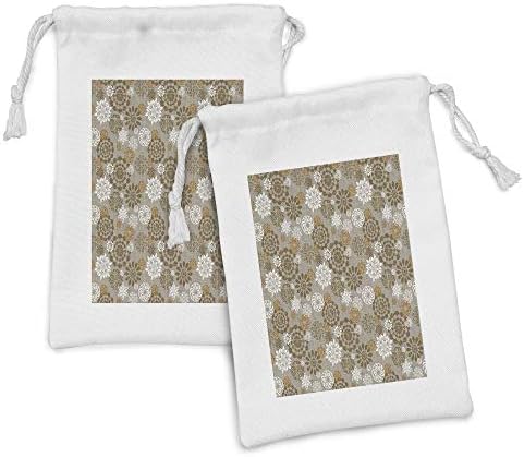 Сет на торбичка за цветни ткаенини Амбесон од 2, украсен цвет дизајн Различни комбинации на бои стилови Дијагонална шема, мала торба
