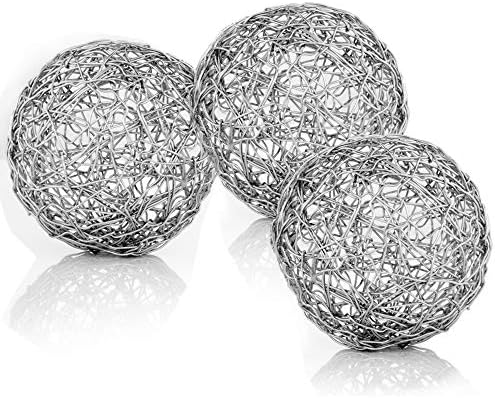 Homeroots 5 x 5 x 5 Сјајна никел сребрена жица сфери кутија од 3