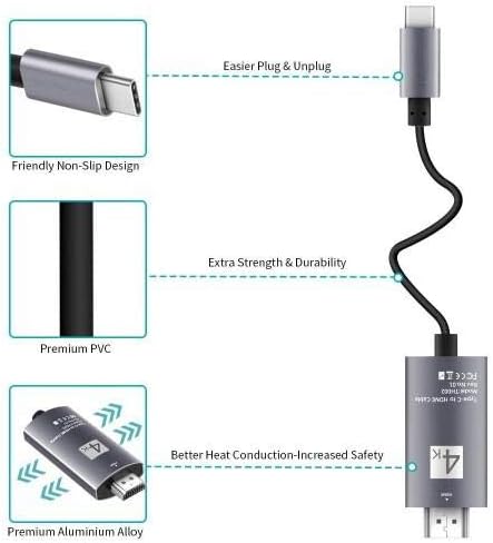 BoxWave Кабел Компатибилен СО ASUS VivoBook S 14-SmartDisplay Кабел-USB Тип-C ДО HDMI, USB C/HDMI Кабел ЗА ASUS VivoBook S 14-Jet Black