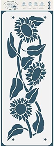 Матрици за wallsидови: Сончоглед Стенцил, 18,5 х 6 инчи - класични entентици за гранични цвеќиња за образец за сликање