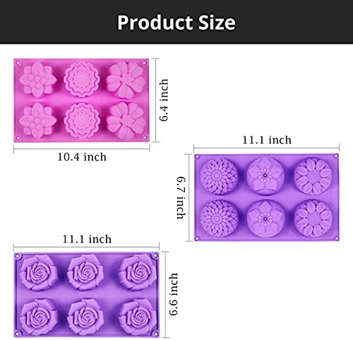 Силиконски калапи за сапун, Аидоит 3 парчиња 6 шуплина разновидна силиконска сапуница со сапун од сапун DIY сапун за рачно изработени кифла
