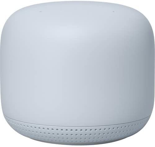 Nest WiFi Router Snow со 1 пристапна точка Mist - Mesh Router за безжичен интернет - Wi -Fi Extender со паметен звучник - работи со Nest