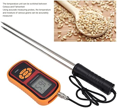 Мерач на влага од жито Dewin, дигитален детектор за влага преносен жито мерач на влага LCD Hygrometer Tester Tester за пченичен