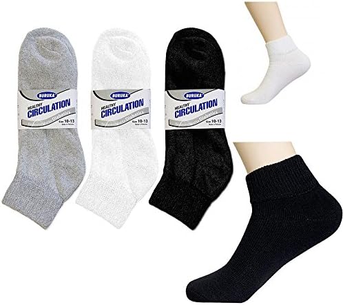 6 пар циркулаторни чорапи со дијабетично глужд, здравствена поддршка Менс лабава вклопување со големина 10-13