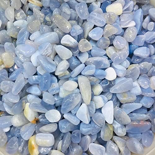 Qpyd природен кристал природен агат камен полиран сина чипка агат паднати камења за декор за дома