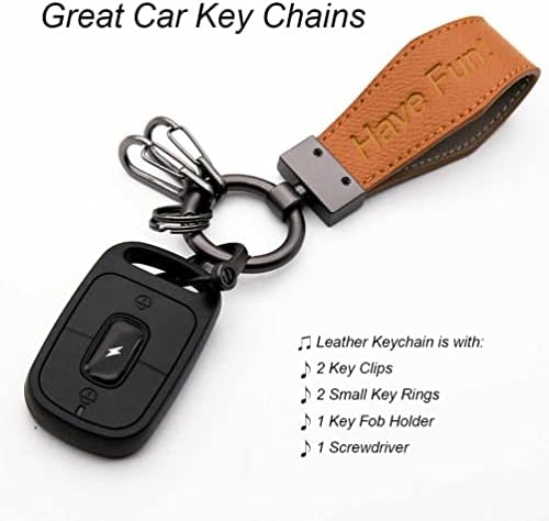 Liangery keychain за мажи Womenенски ланец на клучеви со кожен автомобил со 5 клучни прстени-погон безбедно, забавувајте го држачот