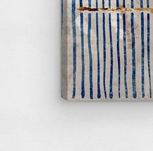 Амазон Бренд - Заврши сини ленти и злато пукнато платно печатење wallиден декор, 36 x 24