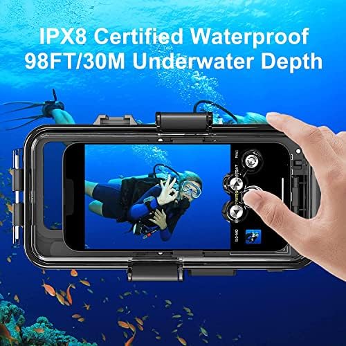 Подводната кутија HITFINE само за сериите на iPhone, куќиштето за телефонски нуркање [управувано под вода] [98FT/30M] видео за нуркање со фото,