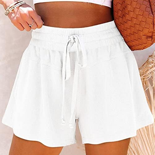 Oplxuo женски пот шорцеви со џебови Обични летни атлетски шорцеви еластични удобни шорцеви со висока половината мода модна облека