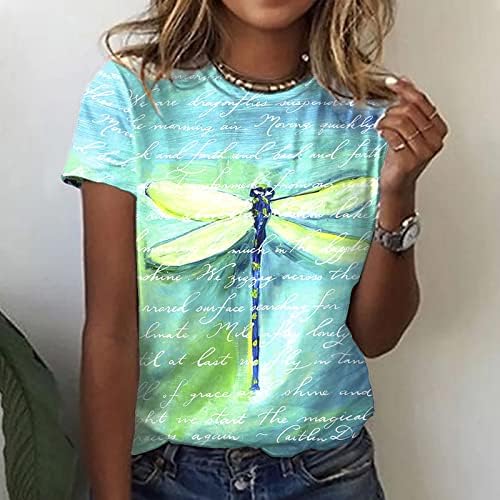 2023 година со кратки ракави памучни графички лабави вклопни бранч Топ маица за тинејџерски девојки екипаж вратот кошула лето есен дами мк