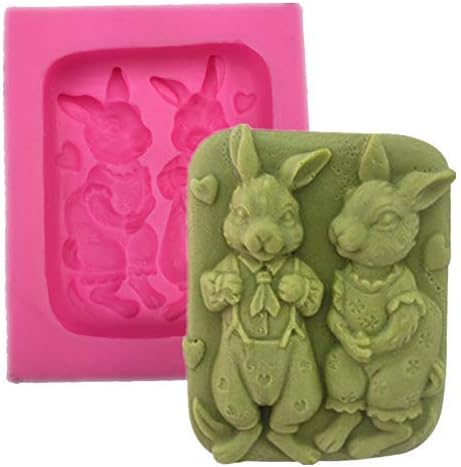 Силиконски калапи rsубители на зајаци, животни занаетчиски уметнички силиконски сапуни, занаетчиски калапи DIY рачно изработени сапуни со сапуни