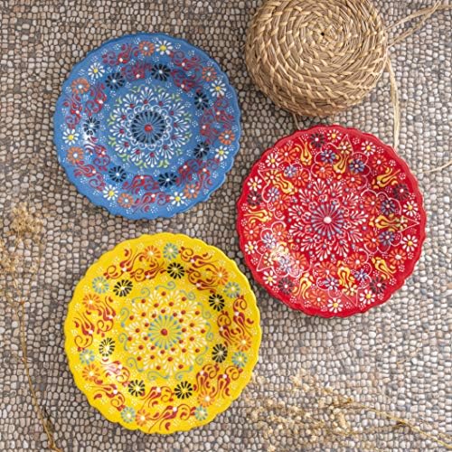 Ајнур турски декоративни плочи сет од 3-7,08 инчи рачно изработени керамика за wallид што виси дома