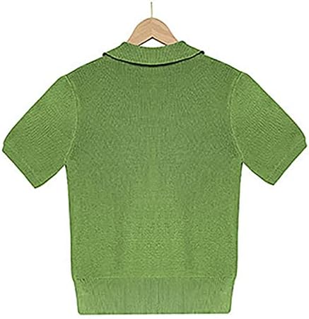 Women'sенски плетени врвови летни кратки ракави маица лабава маица со вратот со цврсти обични фустани блузи туники плус големина
