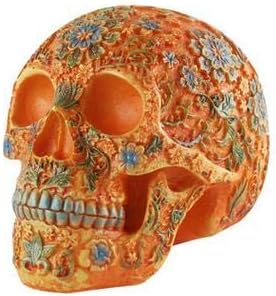 Замтац смола череп бар е украсен со цвеќиња од сливи ранети плоча за Ноќта на вештерките за домаќинства череп глава коска за кулптура Статуа