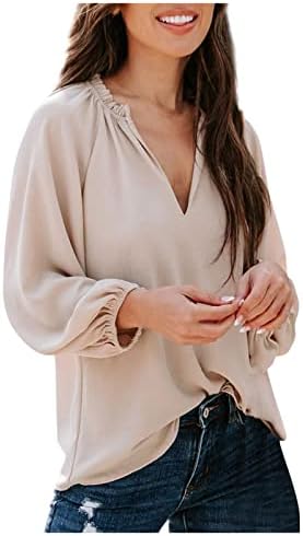 Blенски кратки ракави блузи удобни лабави ракави за маица, блузи, обични врвови на блузи и врвови облечени